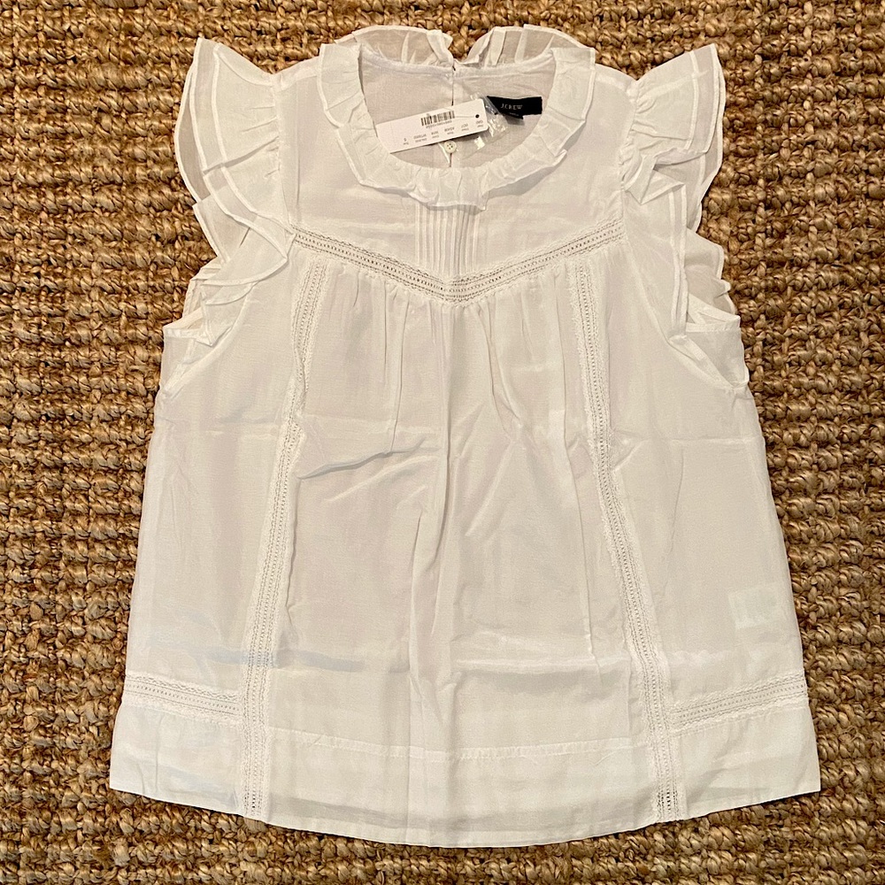 J. Crew Flutter-Sleeve Top in Cotton-Silk Voile NWT S